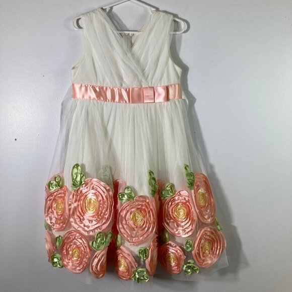 Girls‎ Bonnie Jean Mesh Bonaz Floral Dress 5 - Picture 1 of 5